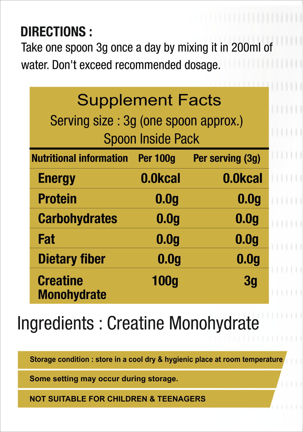 Creatine Monohydrate Unflavoured 150g