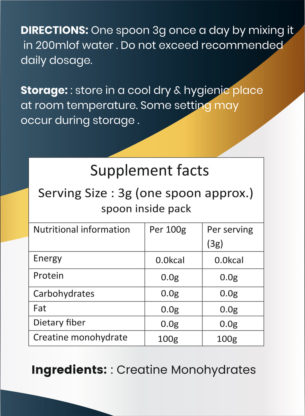 Creatine Monohydrate Unflavour 210g