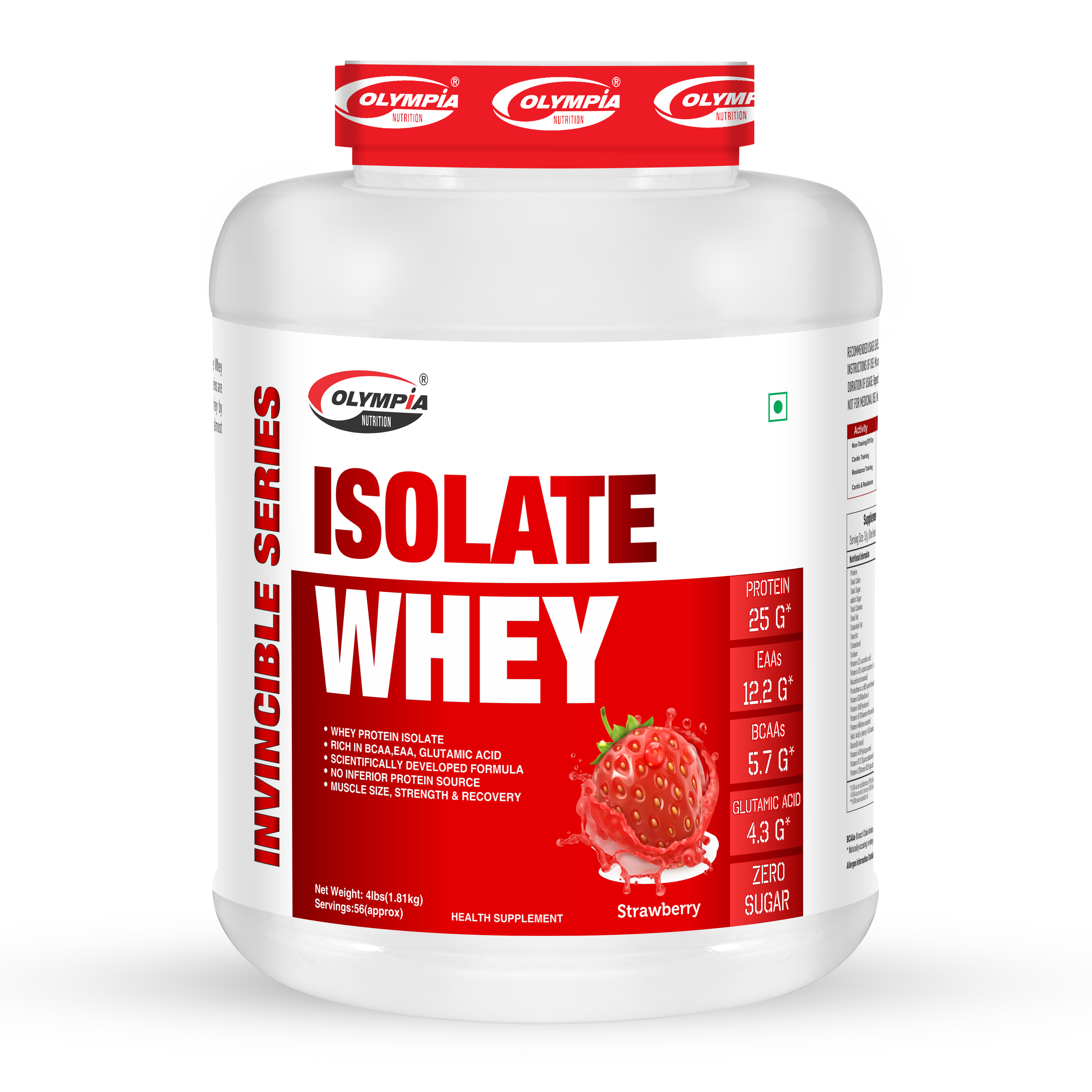 Isolate Whey Protein 4lbs Strawberry | Lean Muscle Support – Olympia ...