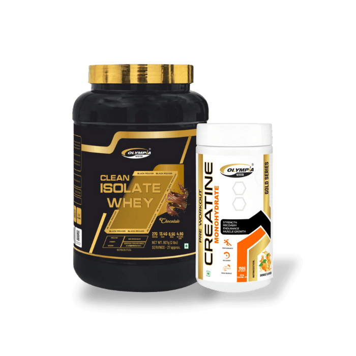 Combo Clean Isolate Whey 2Lbs Chocolate and Creatine Monohydrate 150g Orange