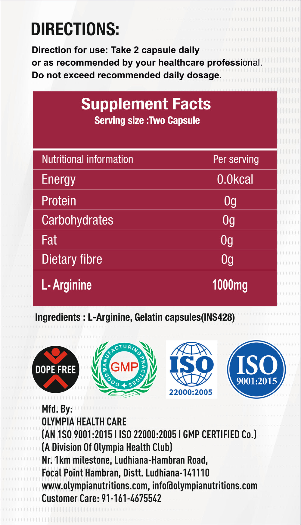 L-ARGININE 60 CAPS