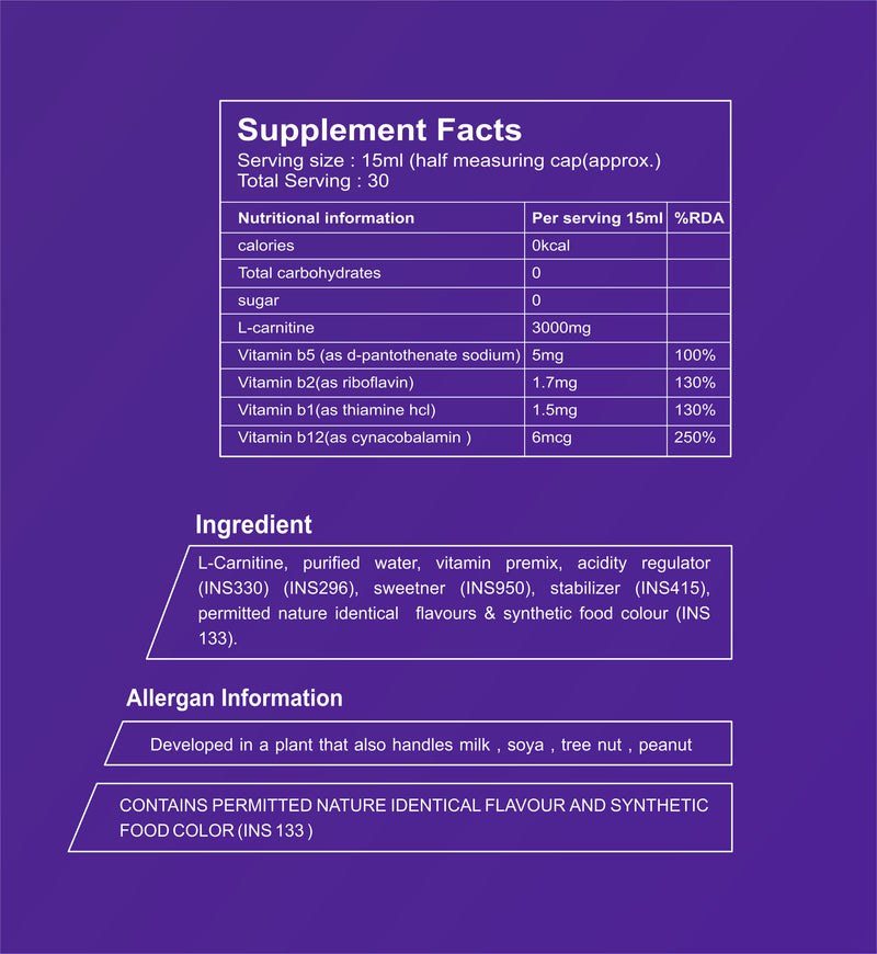 L Carnitine Liquid  300mg Blueberry