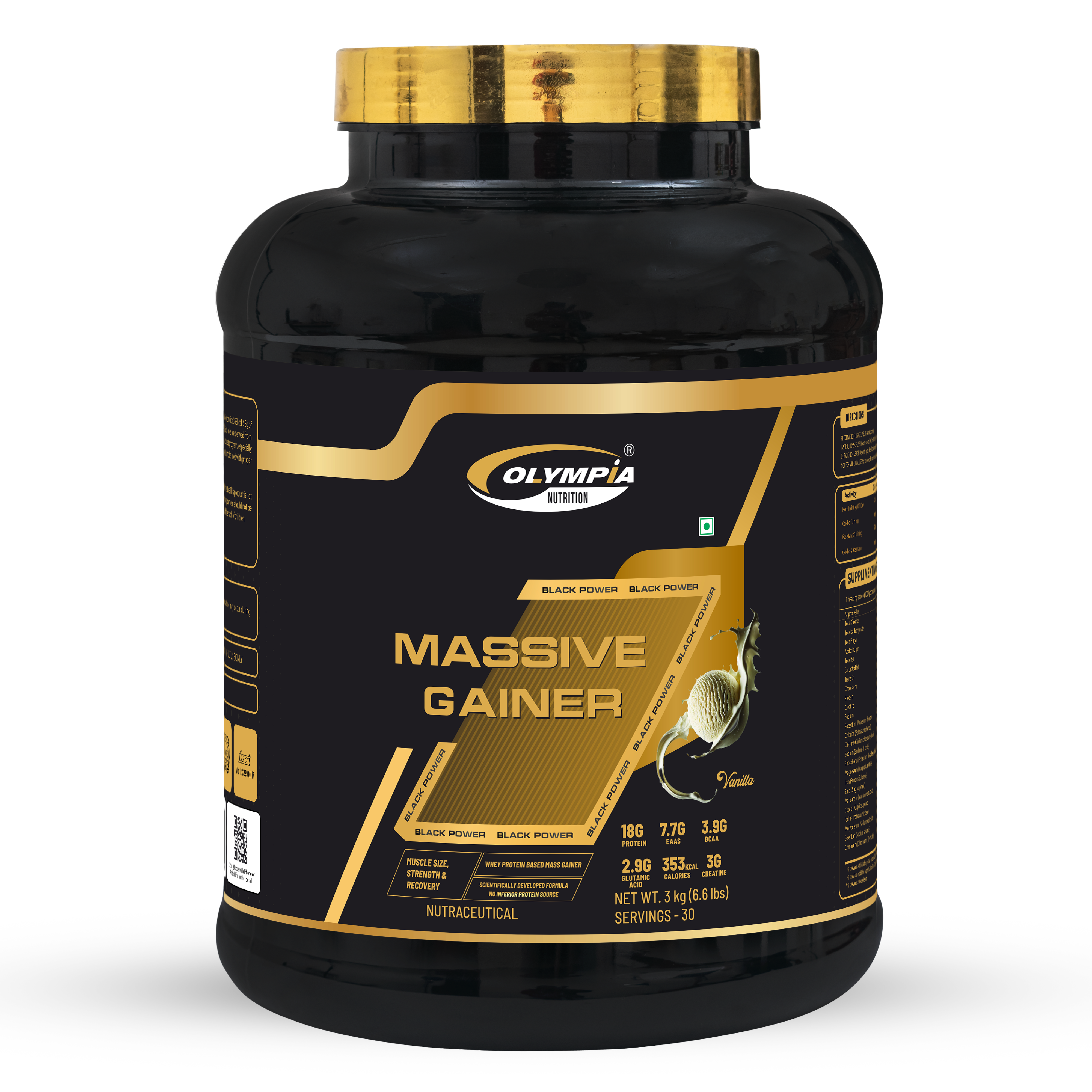 Massive Gainer Vanilla Net.wt 3kg (6.6 lbs)